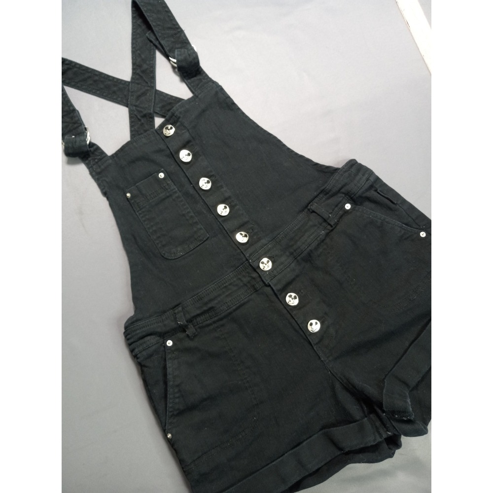 Disney Mickey Mouse Kids Black Denim Shortalls Overalls Size Large